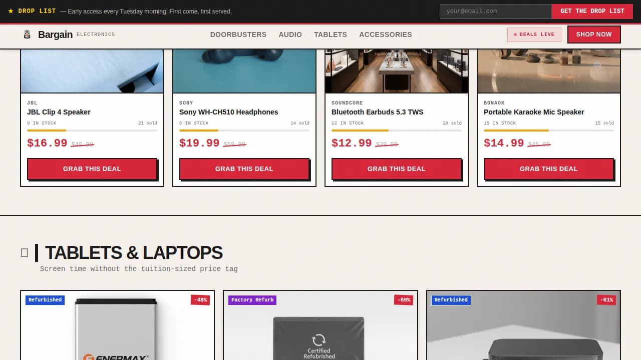 Savings — Exclusive Consumer Electronics Landing Page Template