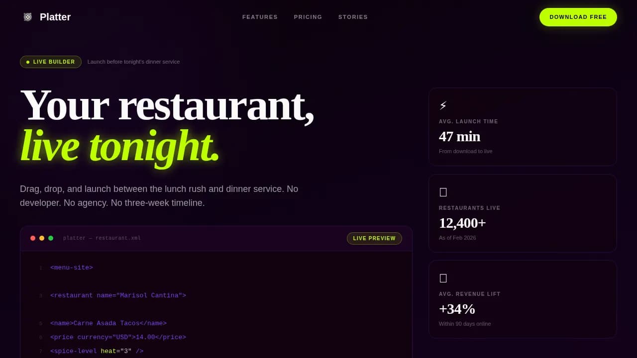 Feast — Rapid Restaurant Launch Landing Page Template