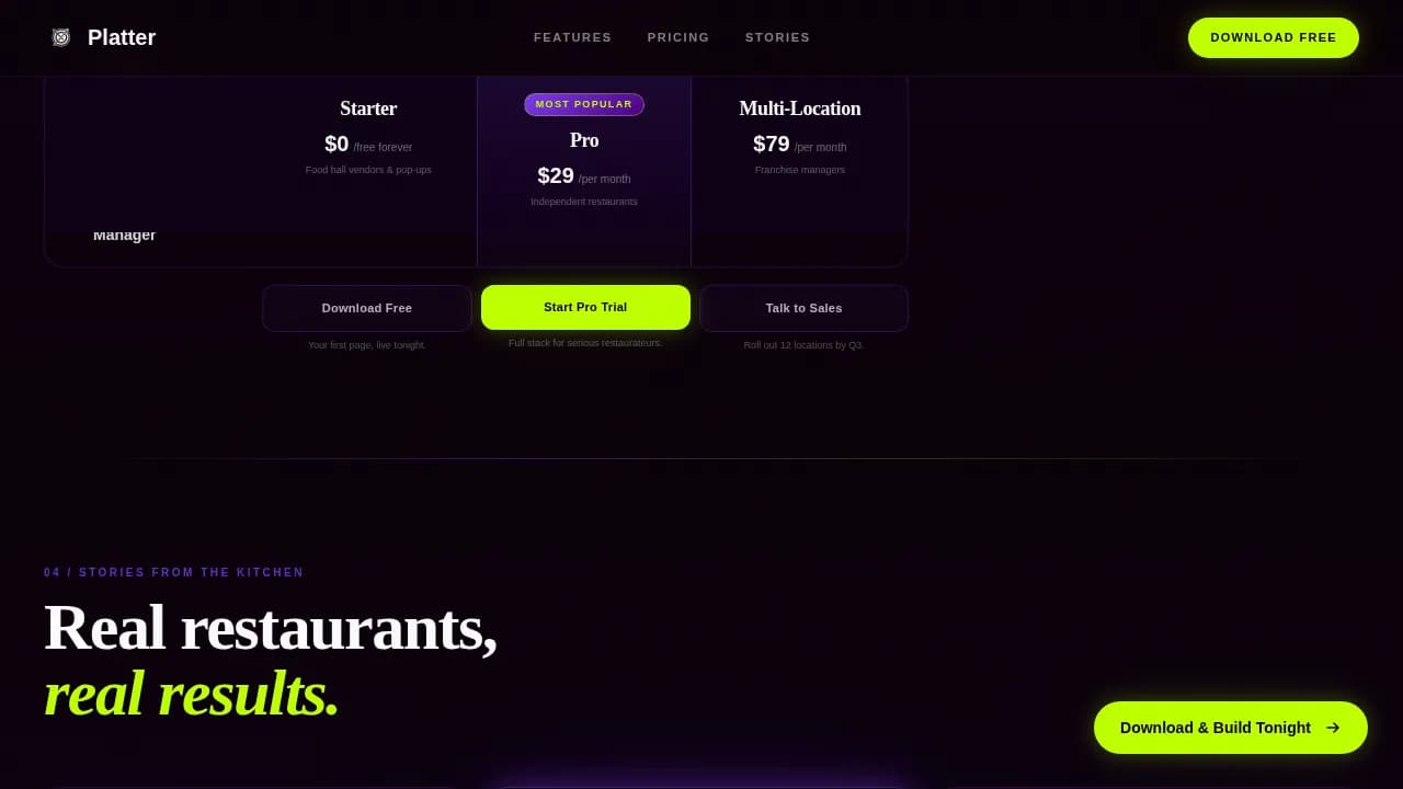 Feast — Rapid Restaurant Launch Landing Page Template