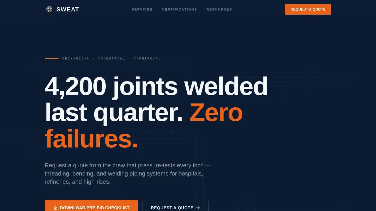 Glow — Expert Pipefitter Booking Landing Page Template