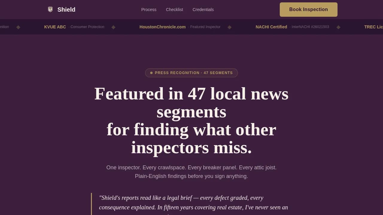 Verify — Trusted Inspection Booking Landing Page Template