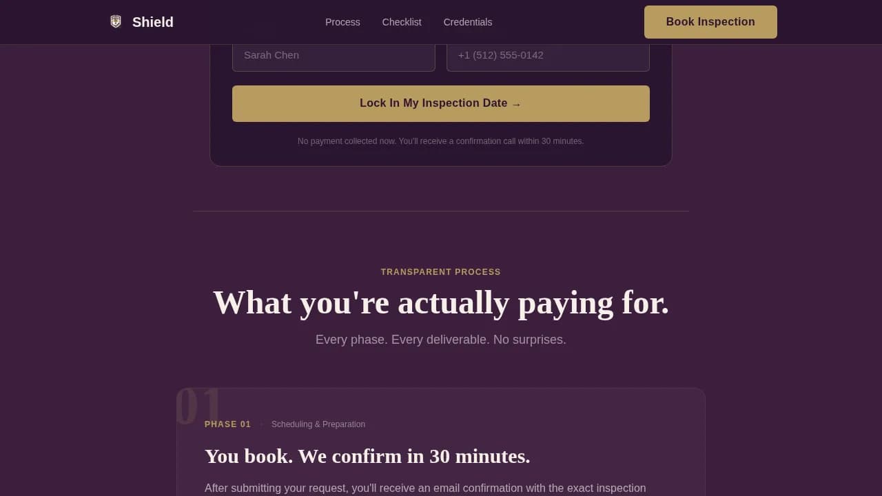 Verify — Trusted Inspection Booking Landing Page Template