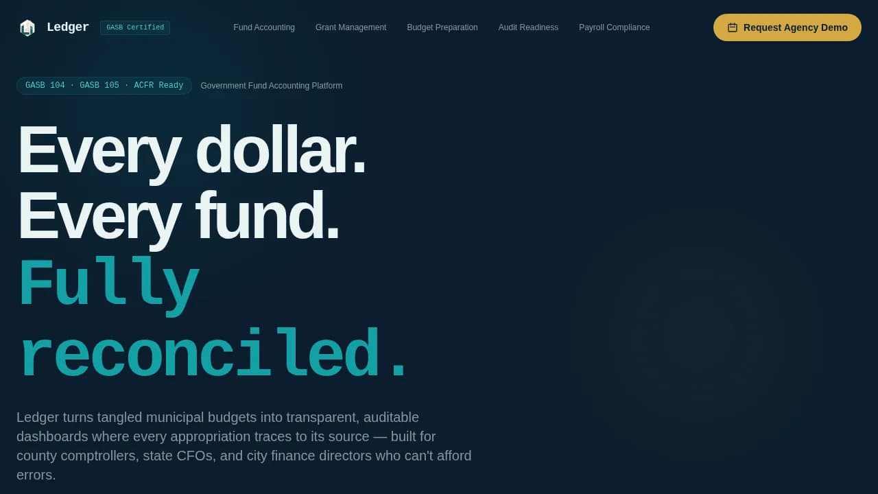 Account — Transparent Municipal Accounting Landing Page Template