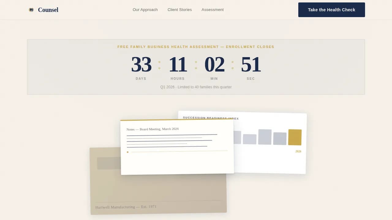 Advise — Expert Family Business Landing Page Template