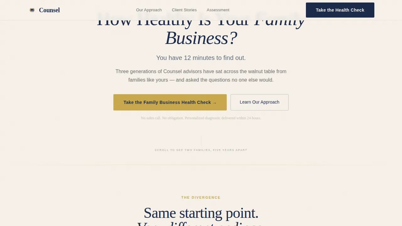 Advise — Expert Family Business Landing Page Template