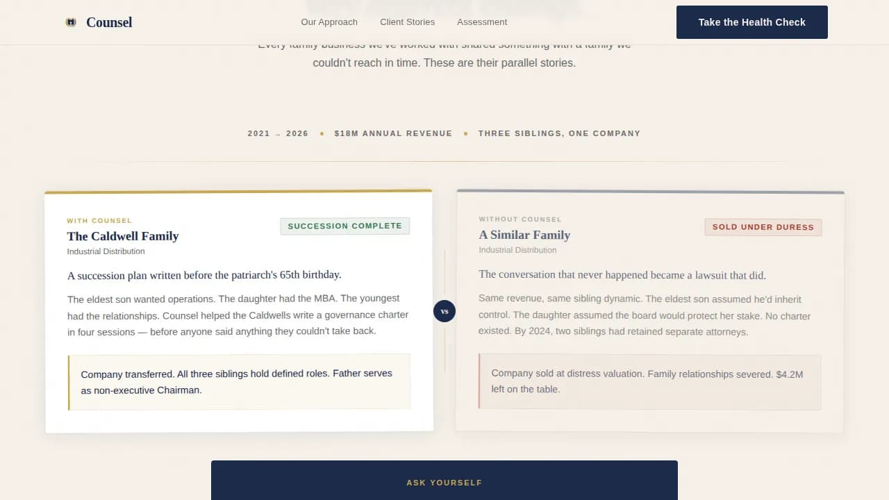 Advise — Expert Family Business Landing Page Template