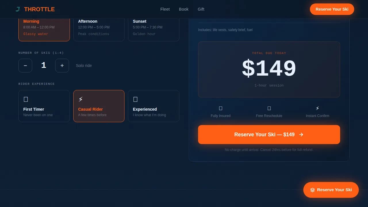 Turbo — Premium Watercraft Rental Landing Page Template