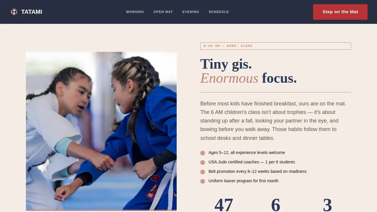 Dojo — Powerful Combat Sports Club Landing Page Template