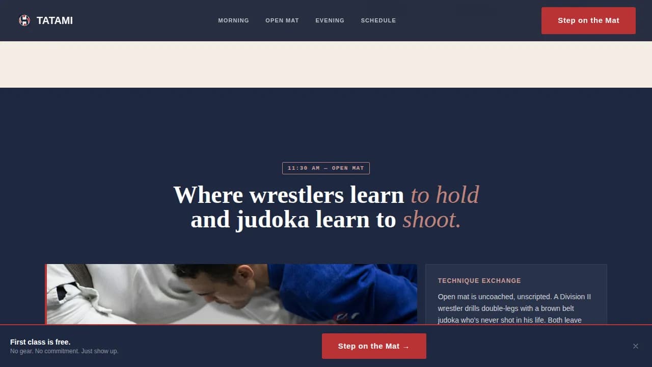 Dojo — Powerful Combat Sports Club Landing Page Template