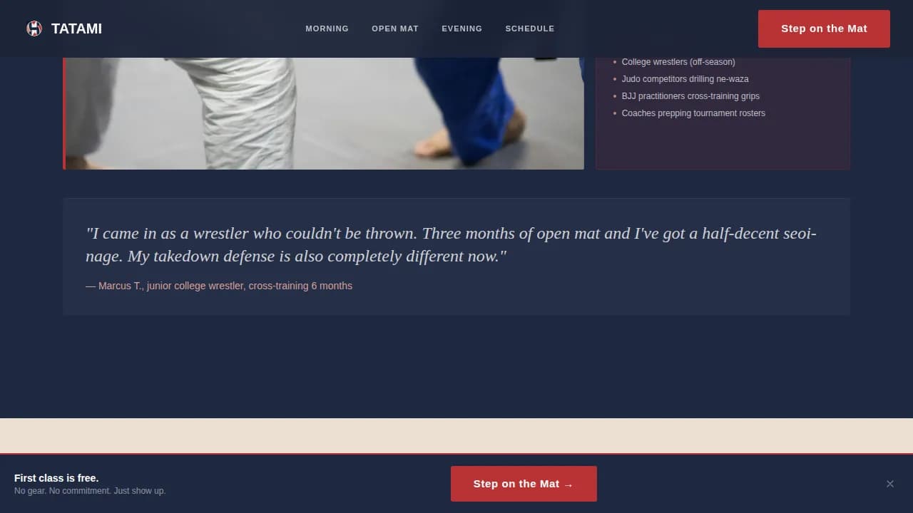 Dojo — Powerful Combat Sports Club Landing Page Template