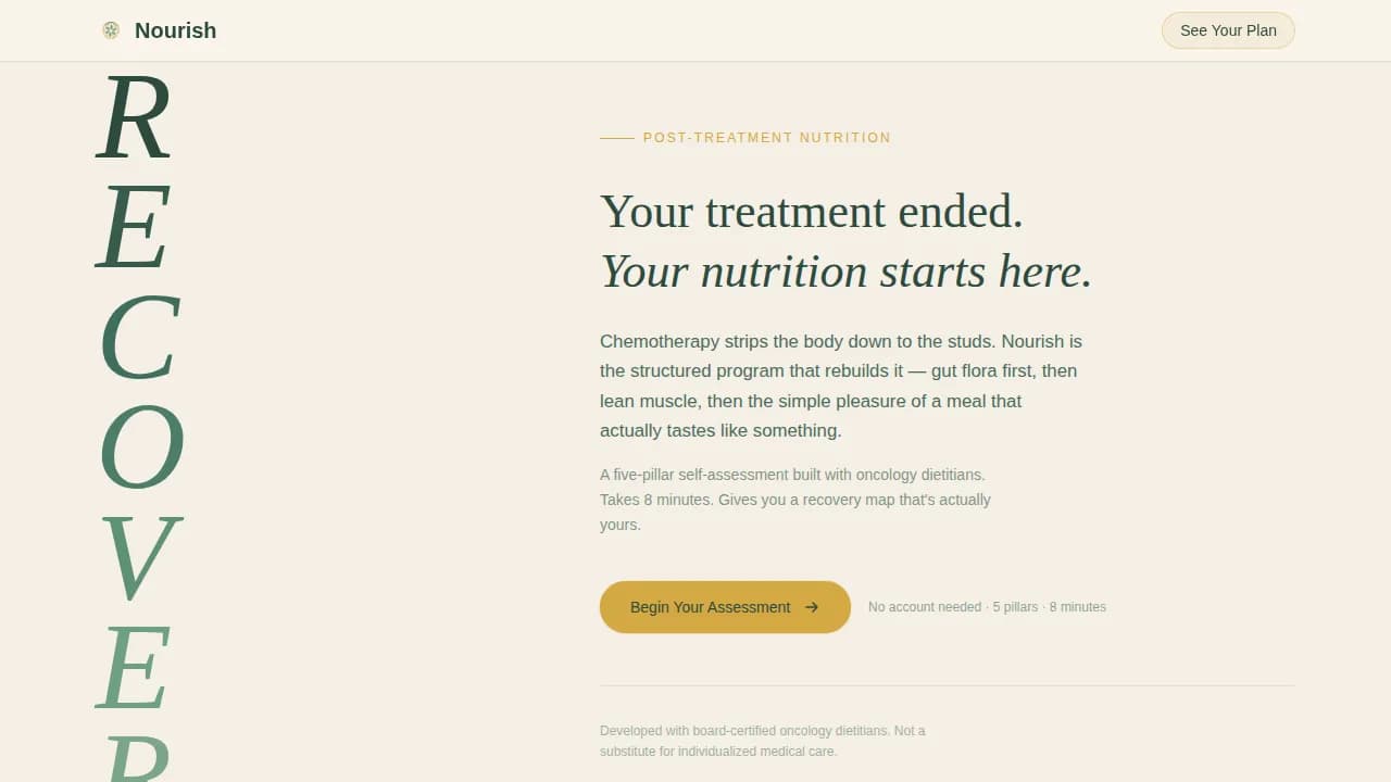 Nourish — Restorative Nutrition Program Landing Page Template