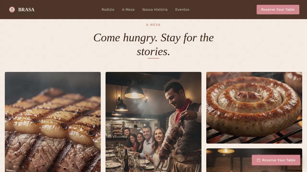 Churrascaria — Tableside Carving Restaurant Landing Page Template