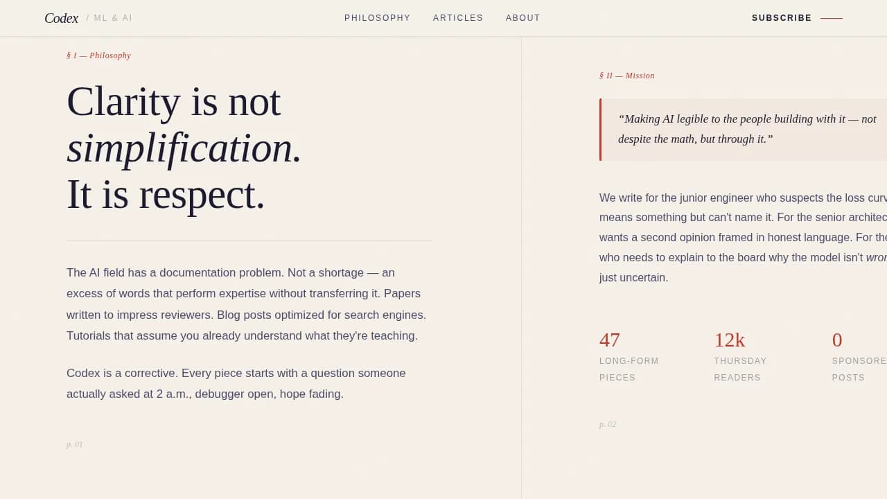 Journal — Artisan AI Education Landing Page Template