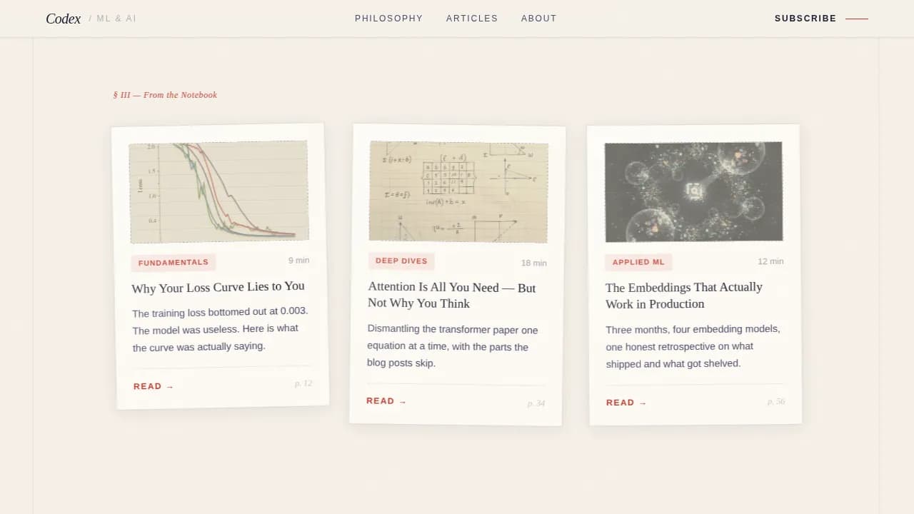 Journal — Artisan AI Education Landing Page Template