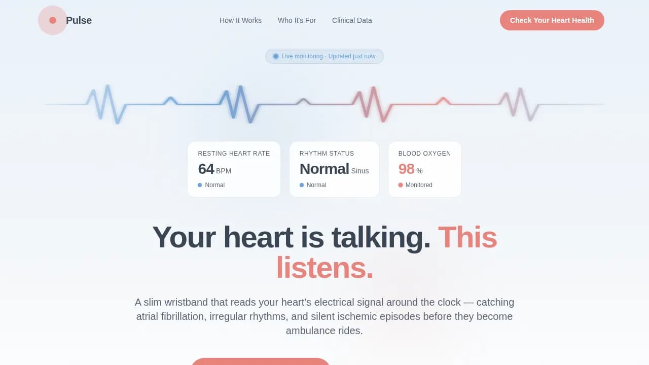 Rhythm — Smart Cardiac Health Landing Page Template