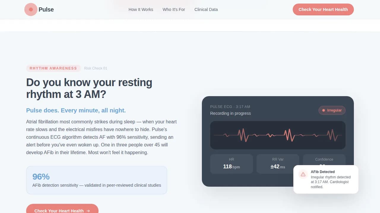 Rhythm — Smart Cardiac Health Landing Page Template