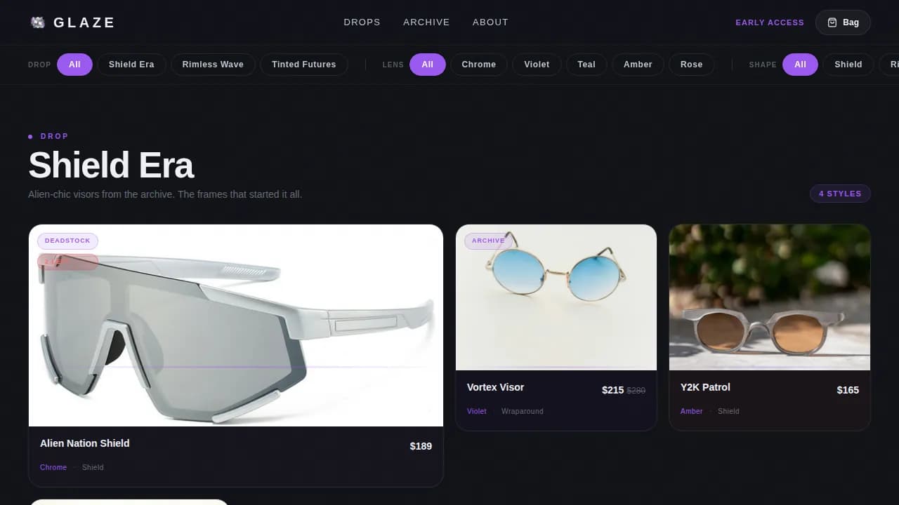 Prism — Futuristic Optical Retail Landing Page Template