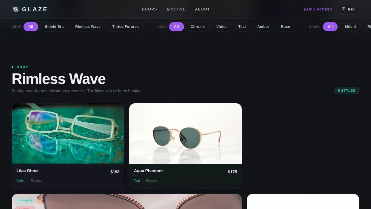 Prism — Futuristic Optical Retail Landing Page Template