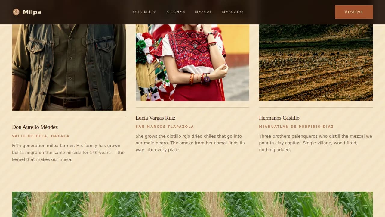 Tierra — Heritage Mexican Gastronomy Landing Page Template