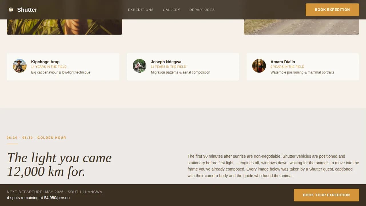 Frame — Premium Wildlife Photography Landing Page Template
