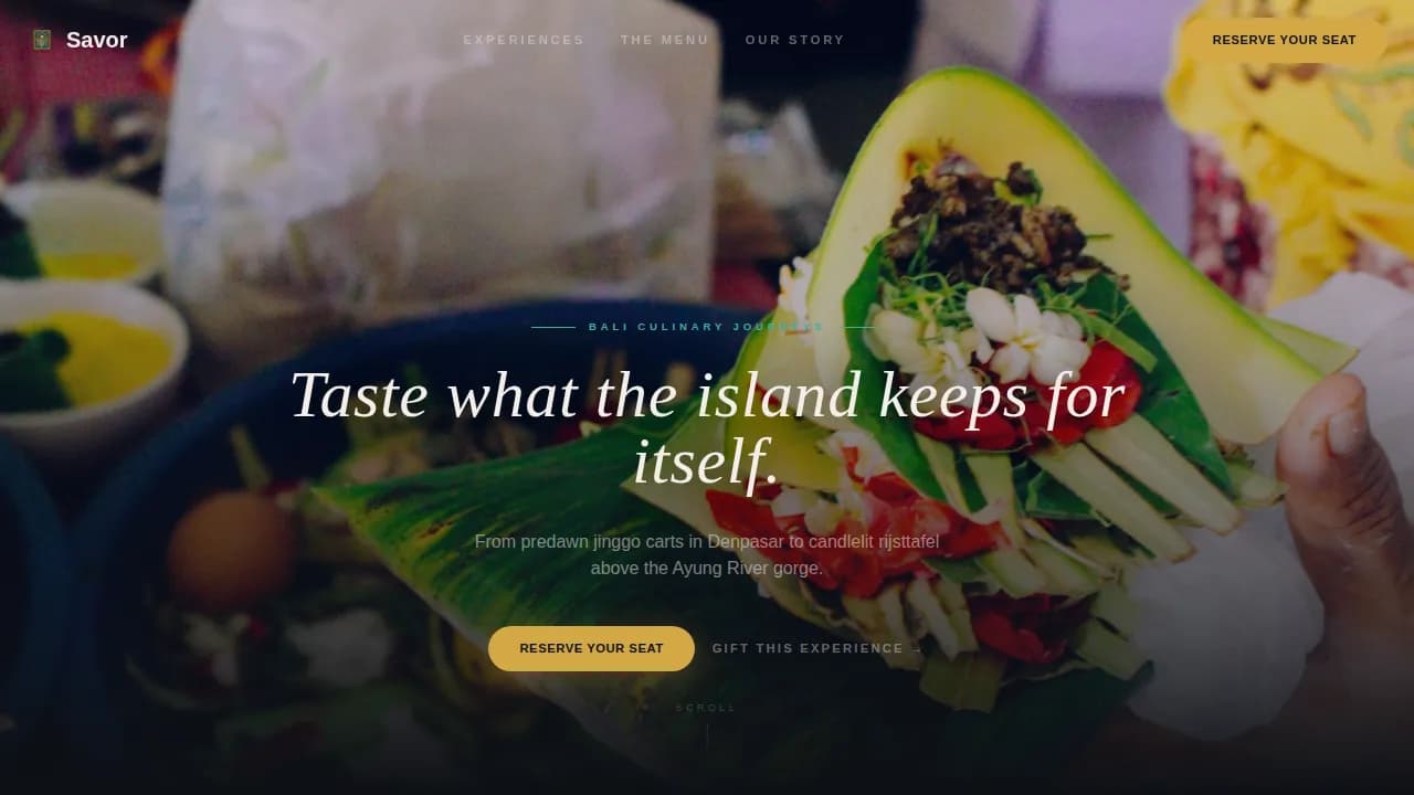Indulge — Curated Culinary Retreat Landing Page Template