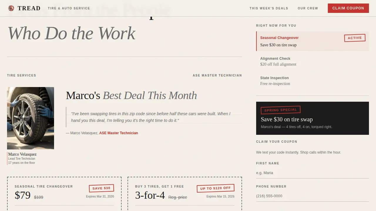 Grip — Expert Neighborhood Tire Landing Page Template