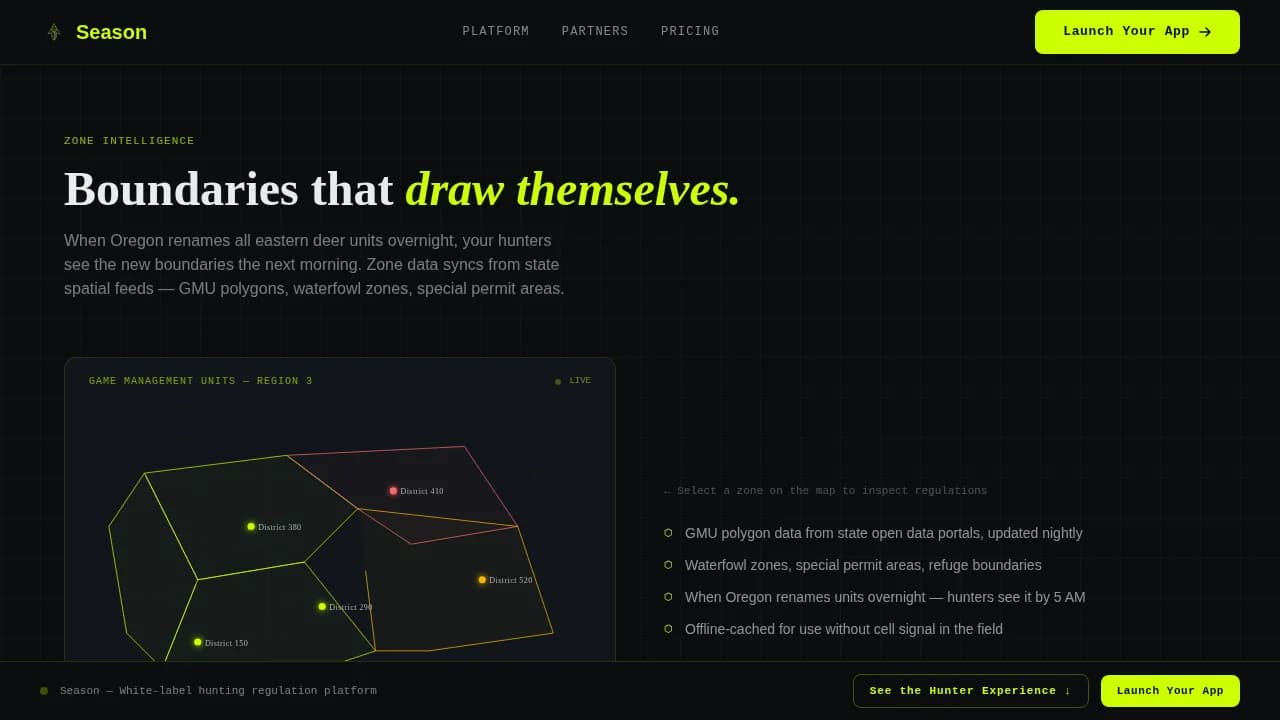 Compass — Current Hunting App Landing Page Template