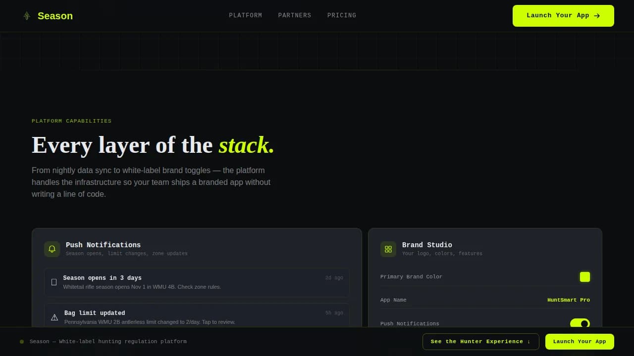 Compass — Current Hunting App Landing Page Template