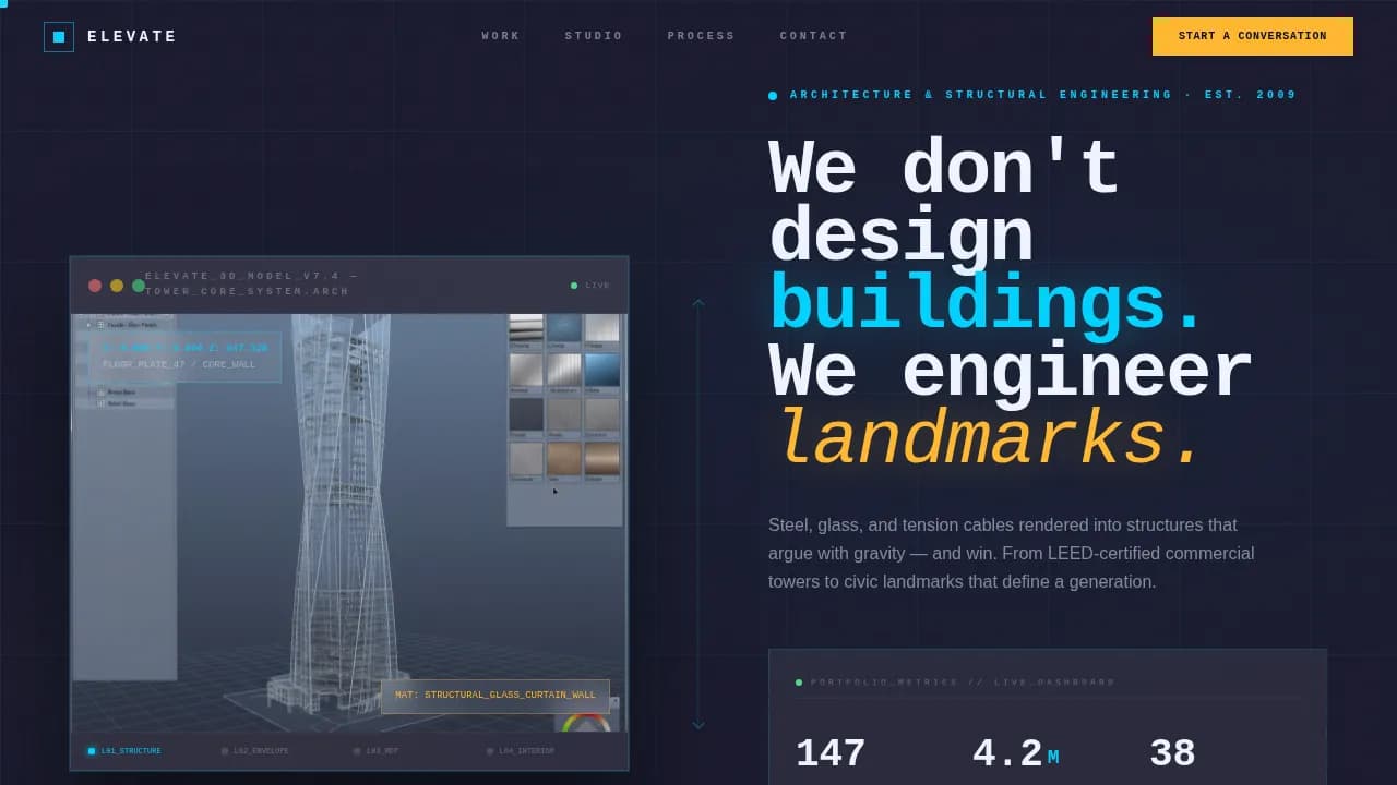 Apex — Architectural Design Showcase Landing Page Template