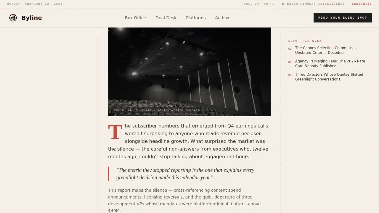 Headline — Authoritative Entertainment Report Landing Page Template