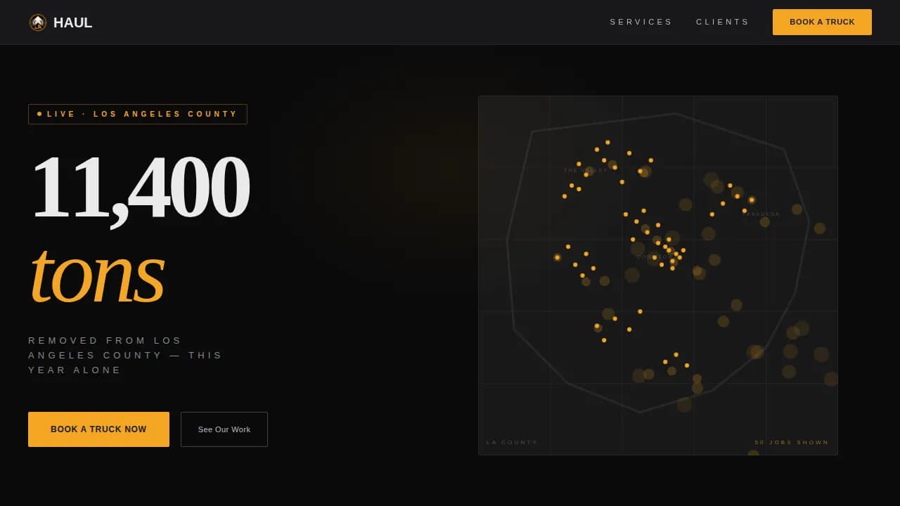 Hauler — Industrial Junk Removal Landing Page Template