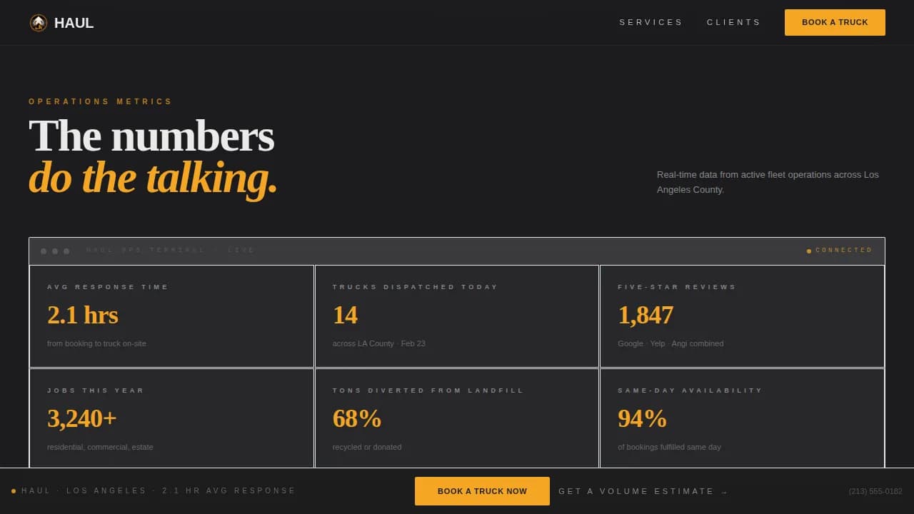 Hauler — Industrial Junk Removal Landing Page Template