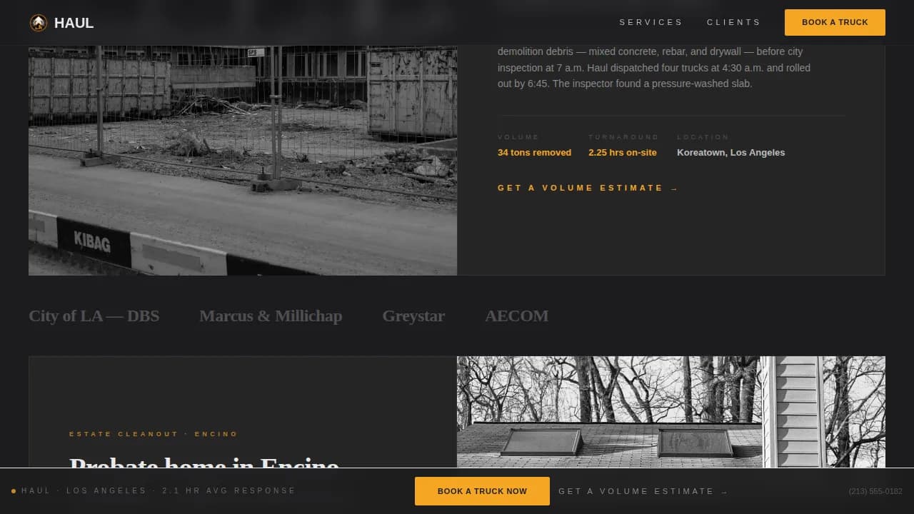 Hauler — Industrial Junk Removal Landing Page Template