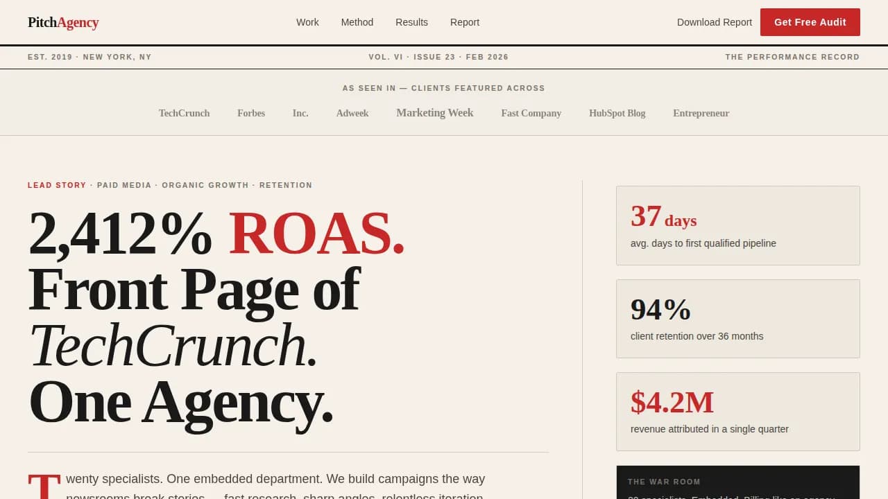 Pitch — Marketing Agency Landing Page Template