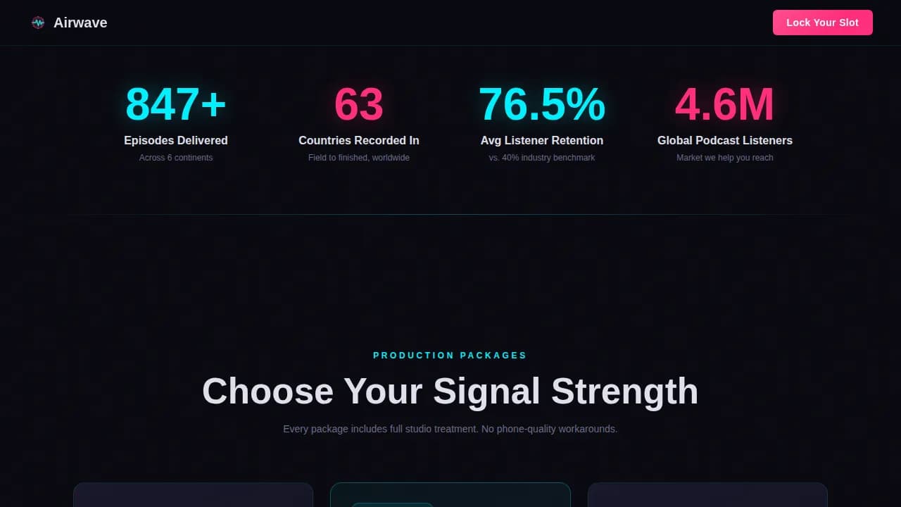Broadcast — Premium Travel Podcast Landing Page Template