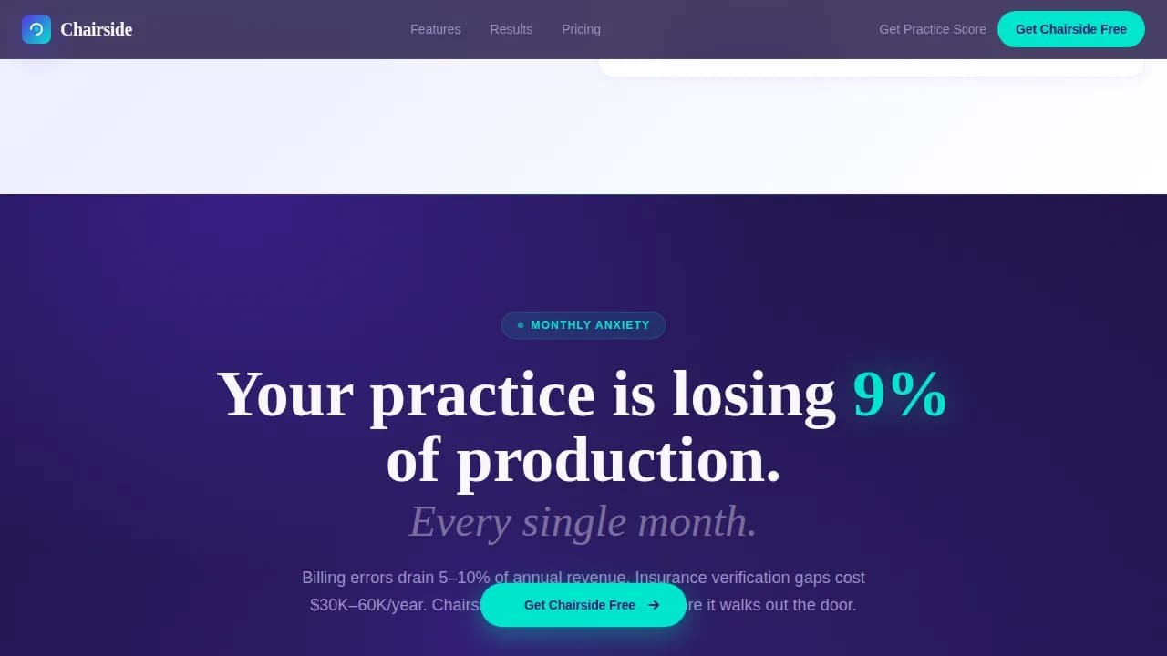 Chairside — Intelligent Dental Management Landing Page Template