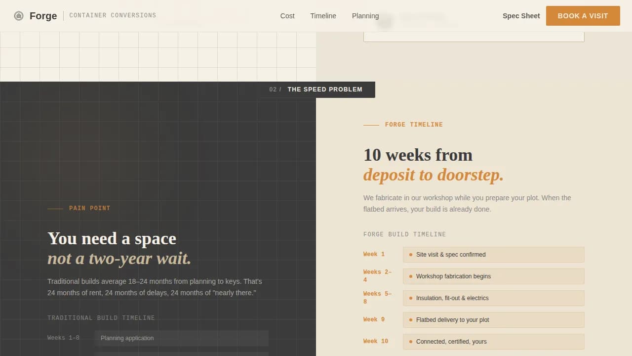 Specialty Construction Booking Website Template