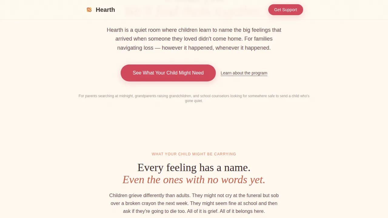 Solace — Child Grief Support Landing Page Template