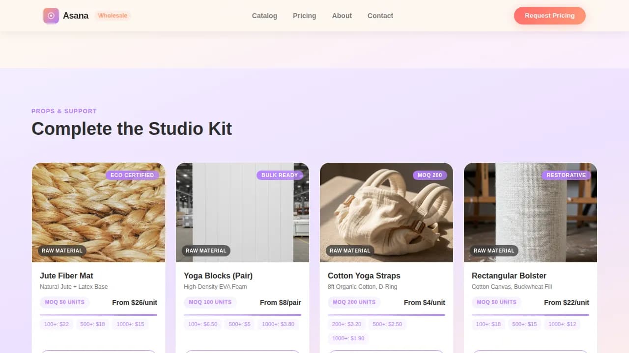 Namaste — Wholesale Yoga Mats Landing Page Template