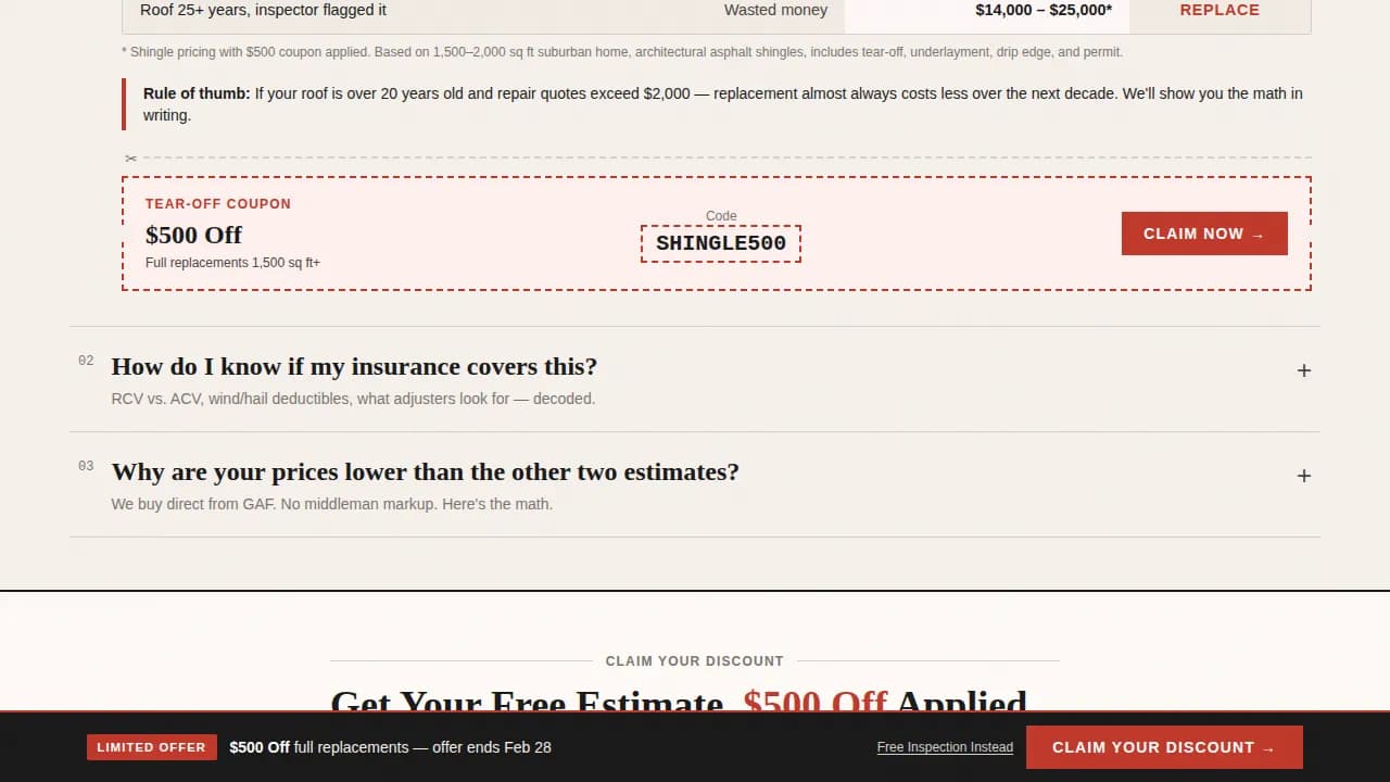 Roofer Marketing FAQ Website Template