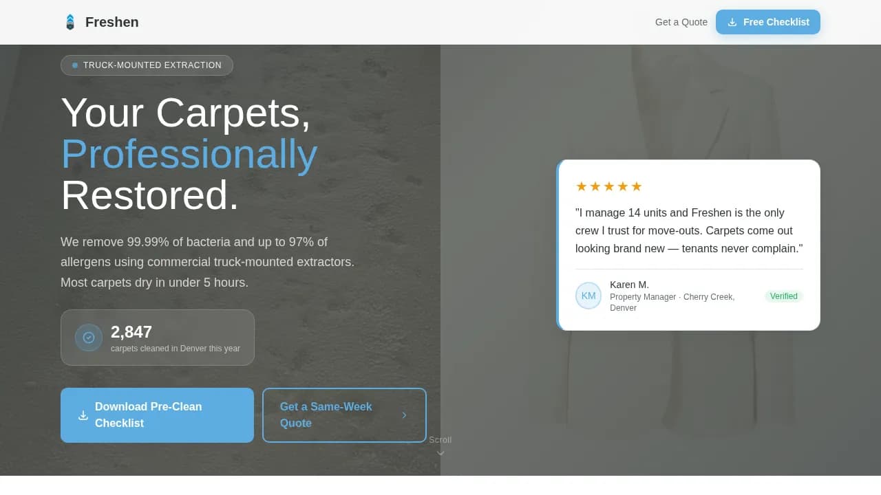 Sparkle — Elite Carpet Care Landing Page Template