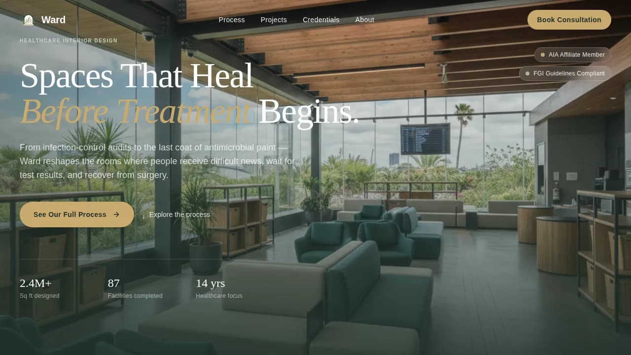 Ward - Healing Space Design Landing Page Template