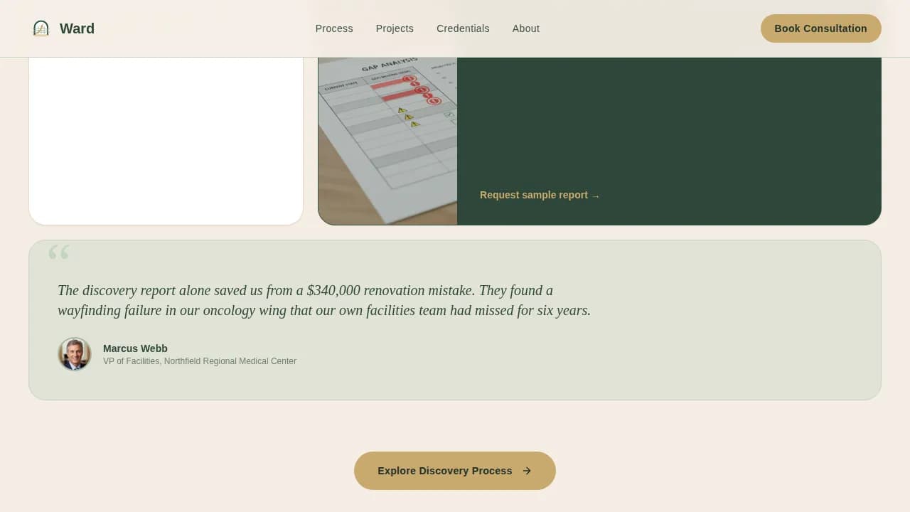 Ward - Healing Space Design Landing Page Template