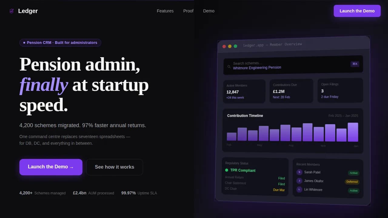 Ledger — Pension Admin Landing Page Template