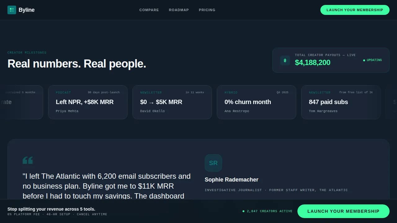 Headline — Live Membership Dashboard Landing Page Template