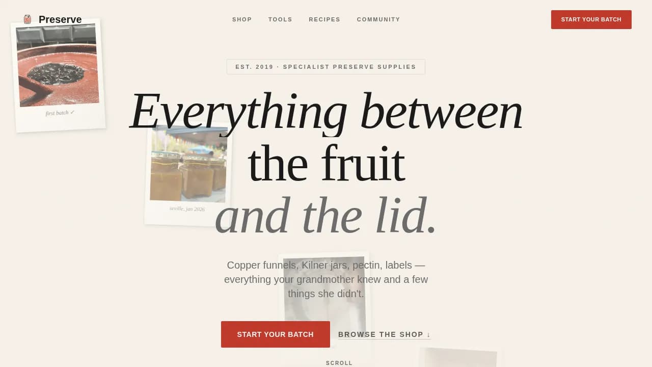 Preserve — Gourmet Canning Supply Landing Page Template