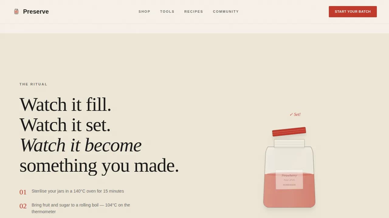 Preserve — Gourmet Canning Supply Landing Page Template