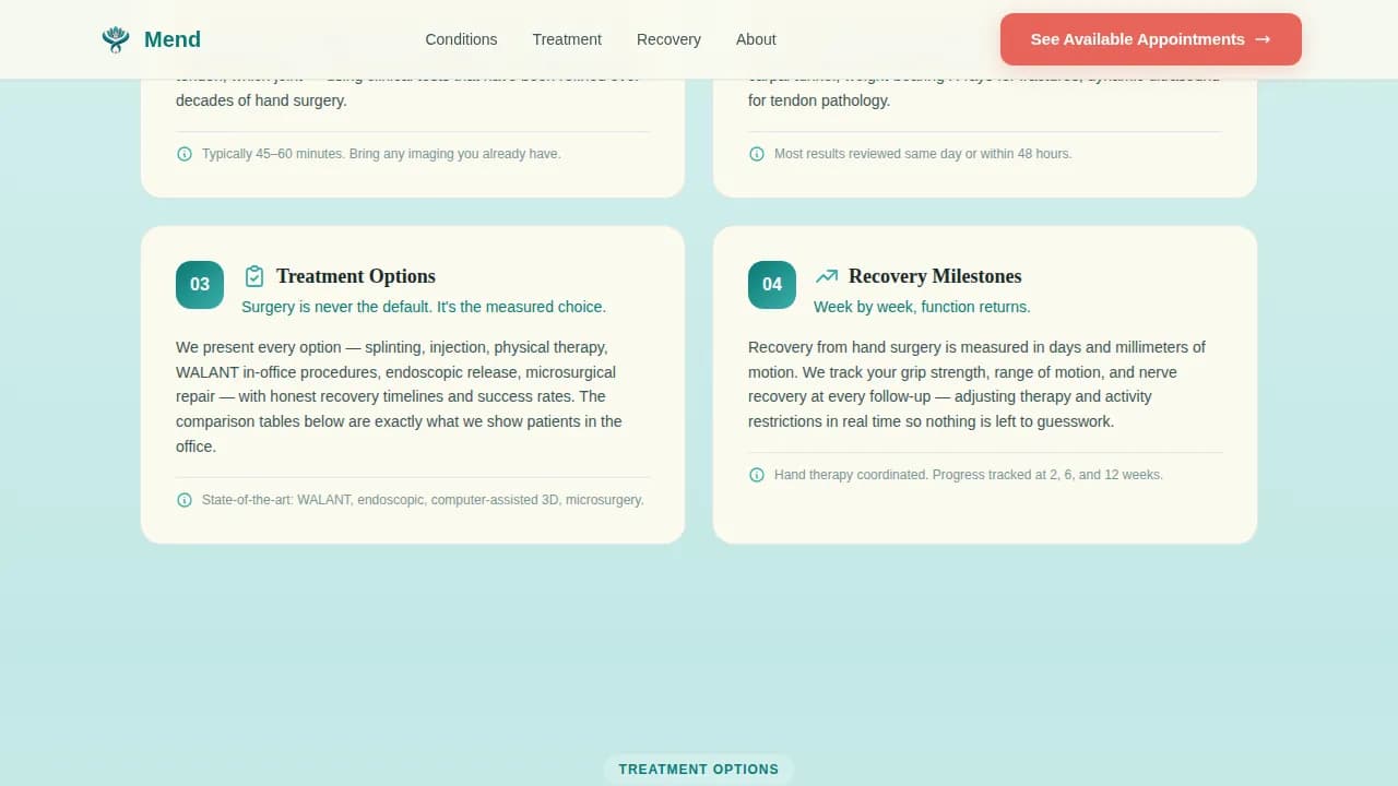 Restore — Precision Hand Surgery Landing Page Template