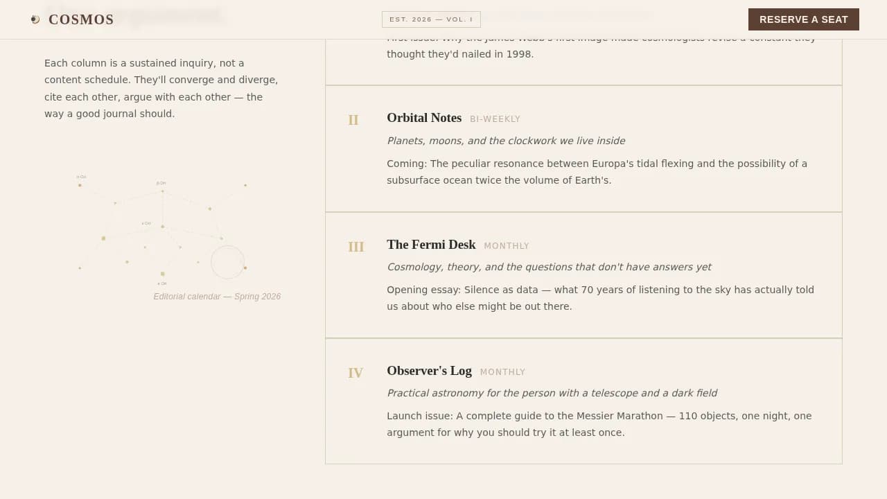 Stellar — Editorial Space Chronicle Landing Page Template