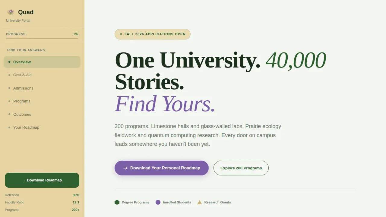 Journey — Immersive University Explorer Landing Page Template